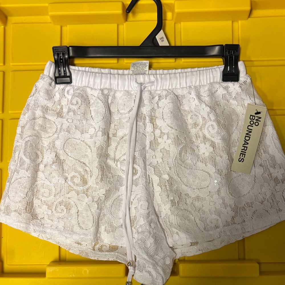 No Boundaries White Lace Drawstring Lounge Shorts